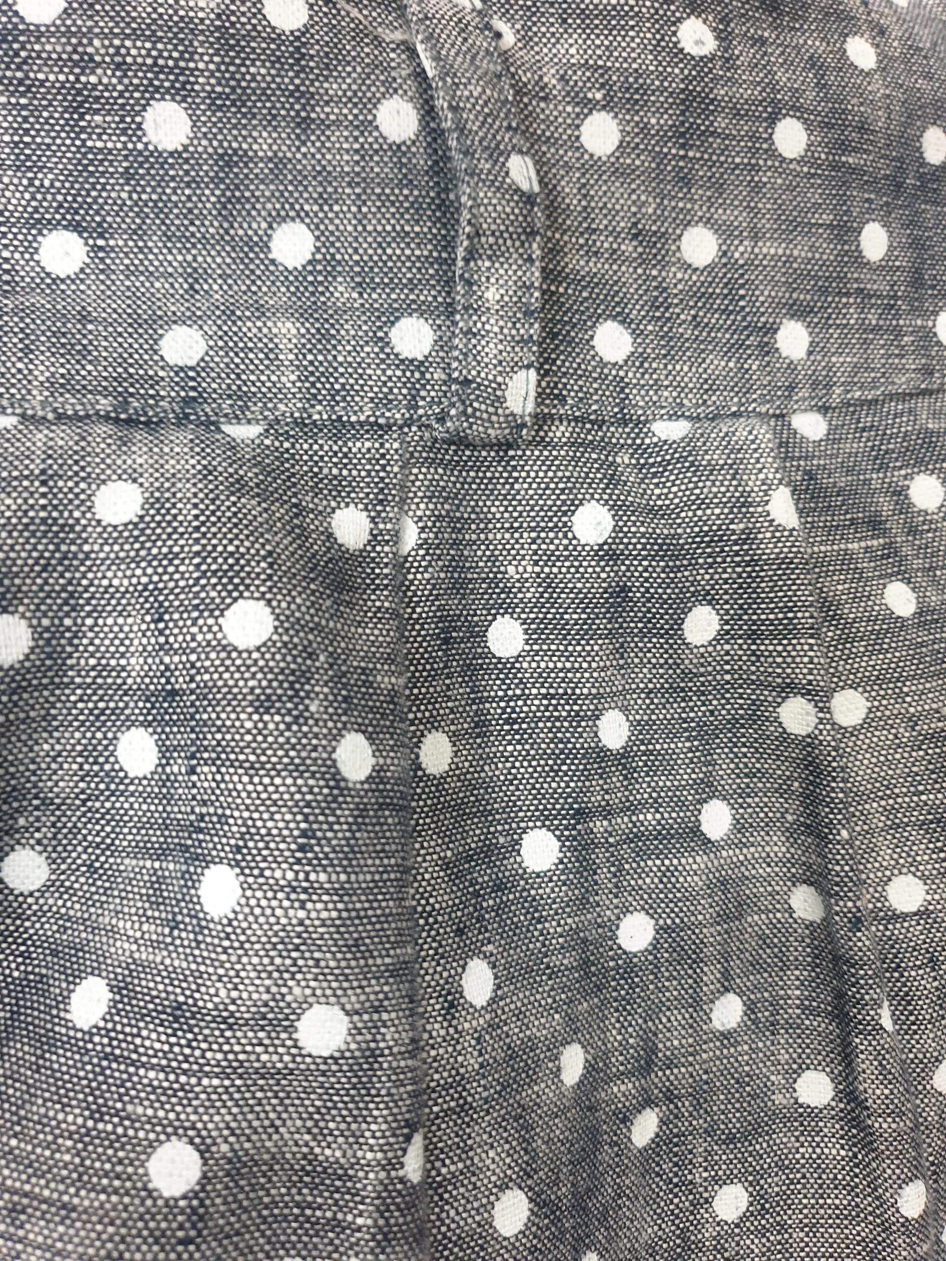 Made590 denim look linen skirt with white polka dots size 4XL