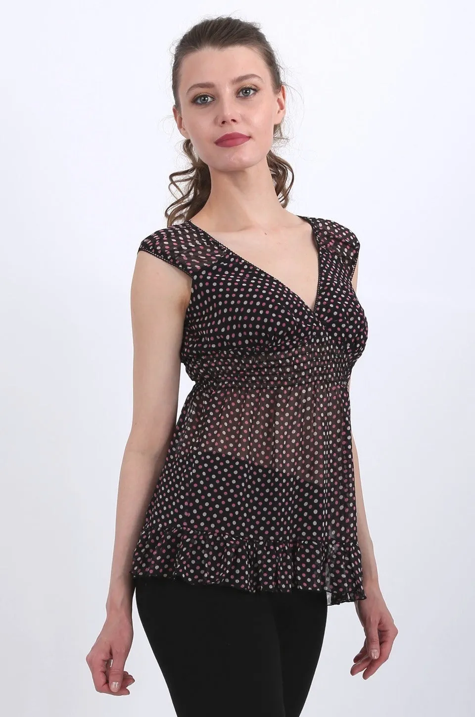 Madeline chiffon top in polka dot