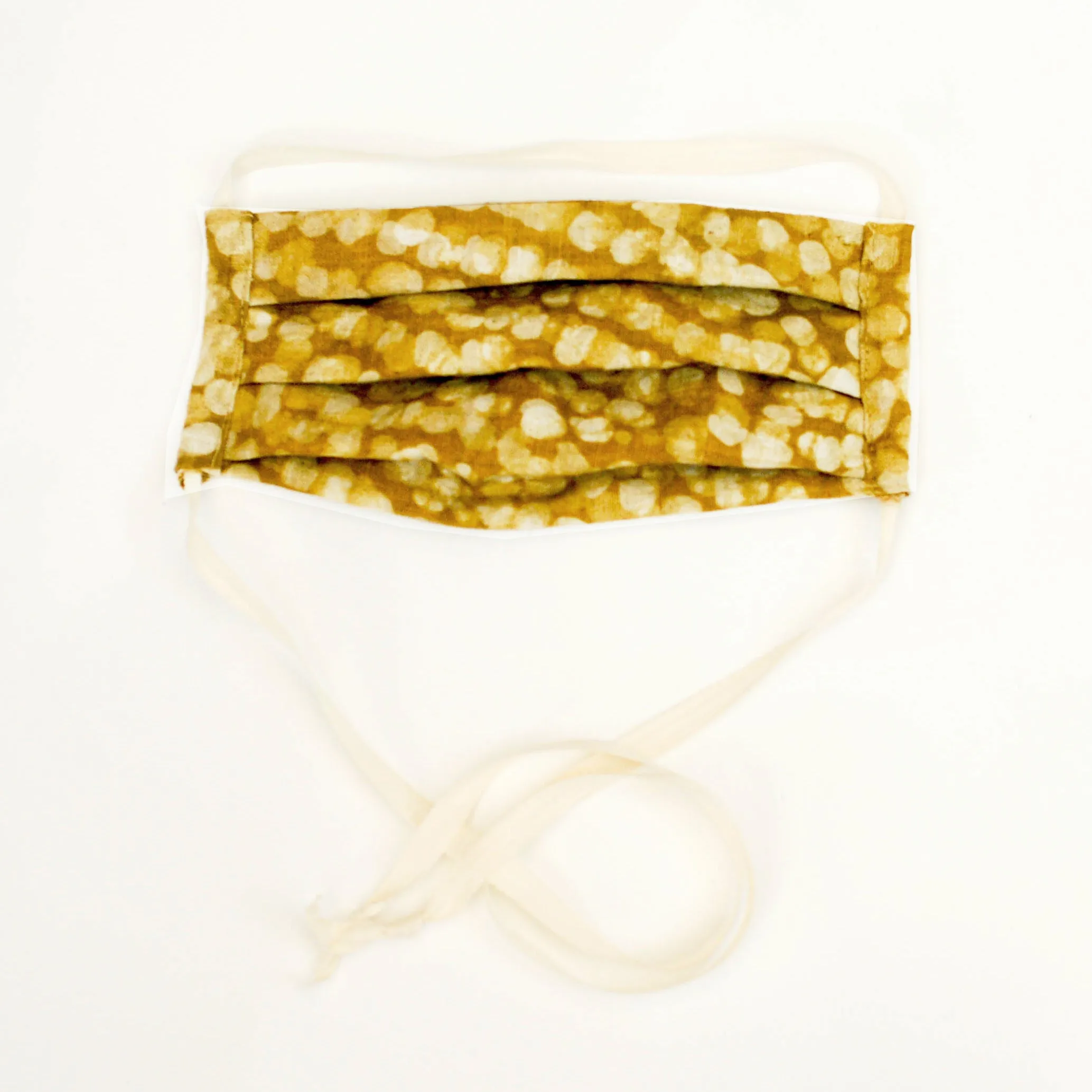 Maize Dot Batik Linen Reuseable Pleated Face Mask