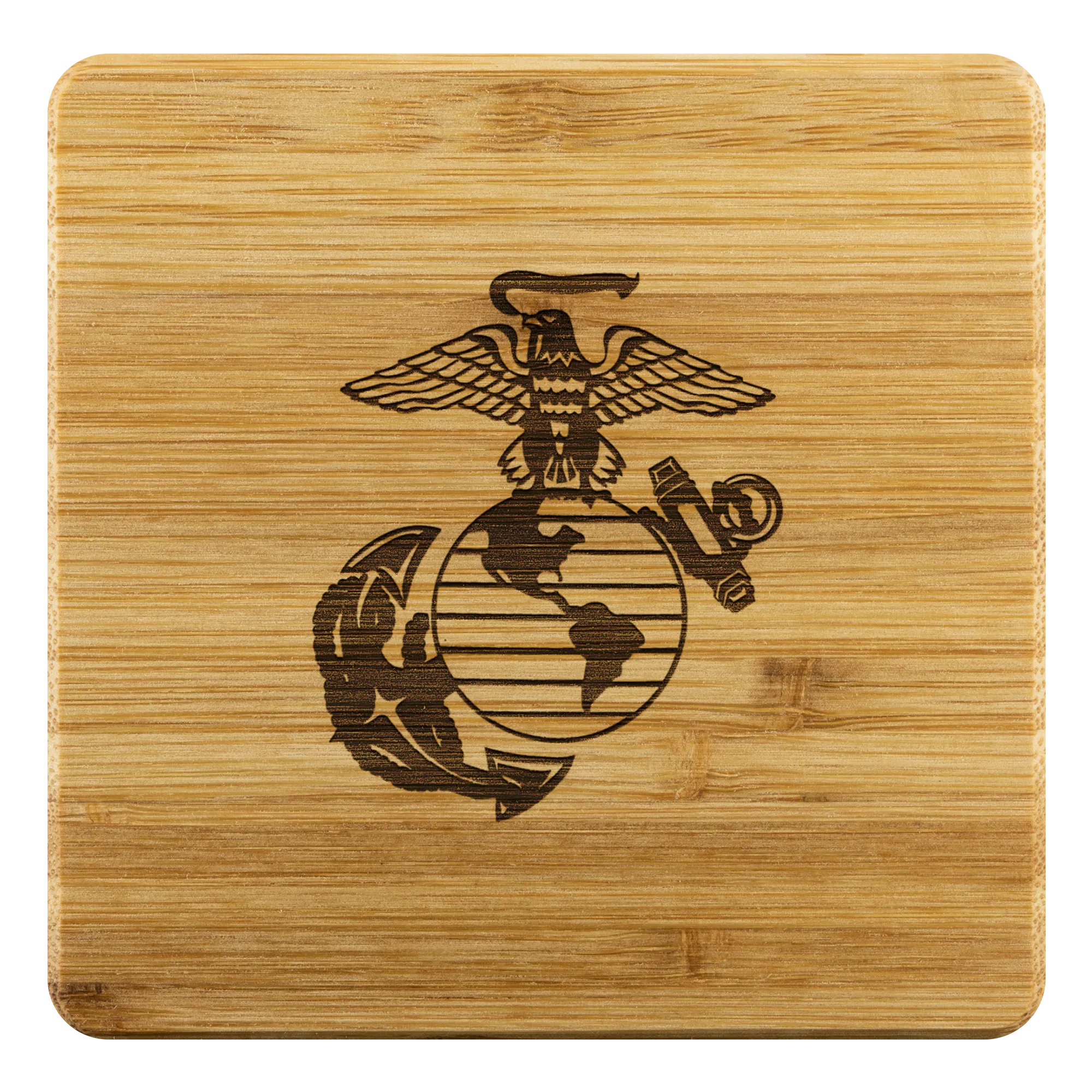 Marine Corps Emblem Bamboo Coasters