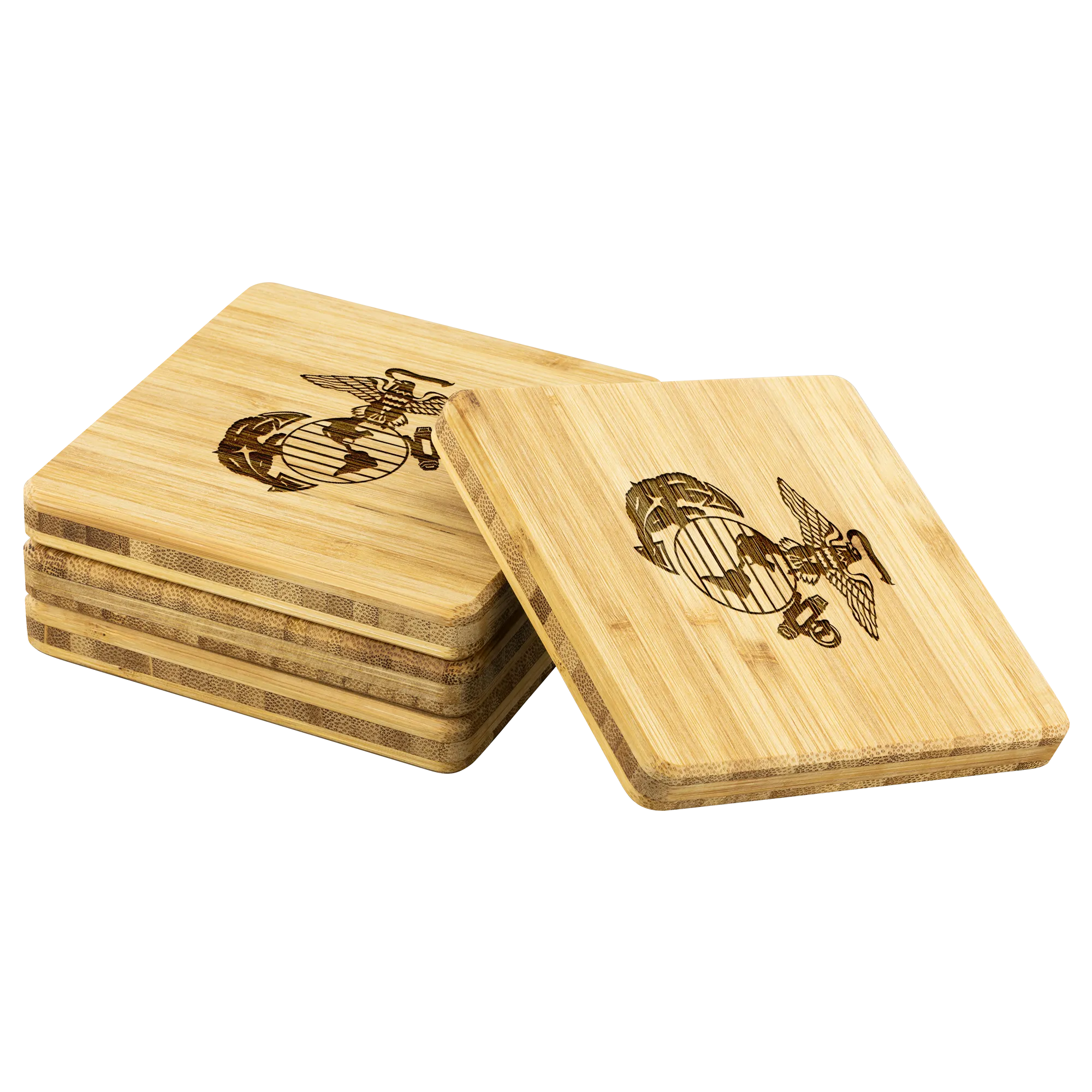 Marine Corps Emblem Bamboo Coasters