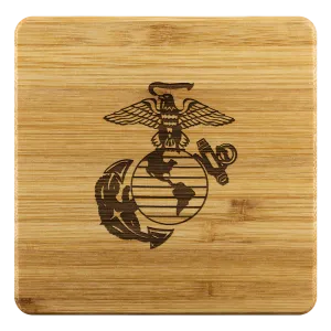 Marine Corps Emblem Bamboo Coasters