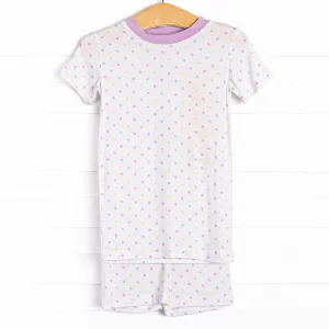 Mary Multidot Bamboo Pajama Short Set, Purple