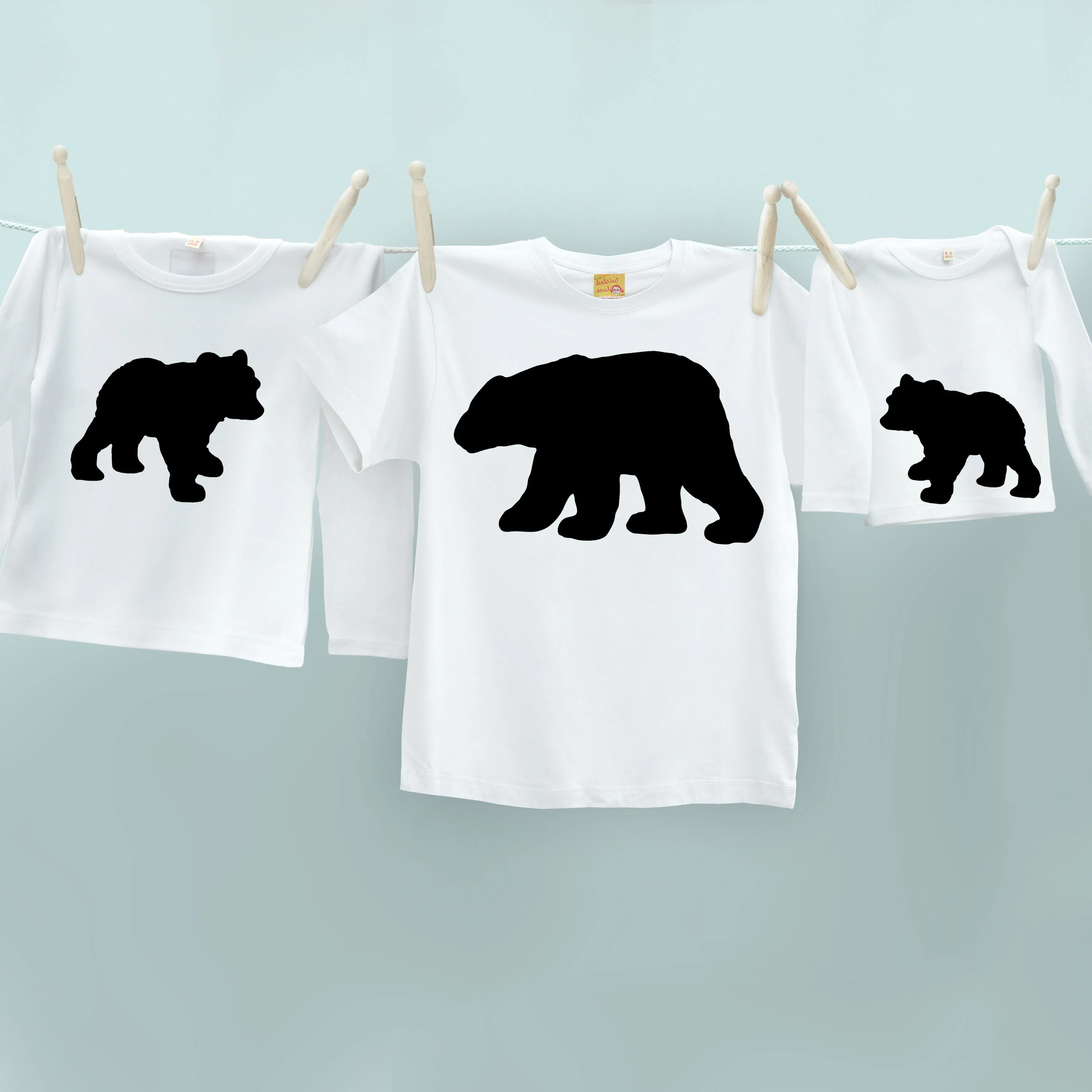 matching Bear and Cubs trio t shirt set for mum / dad and children