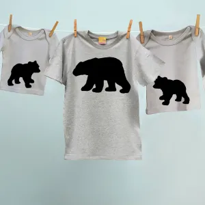 matching Bear and Cubs trio t shirt set for mum / dad and children