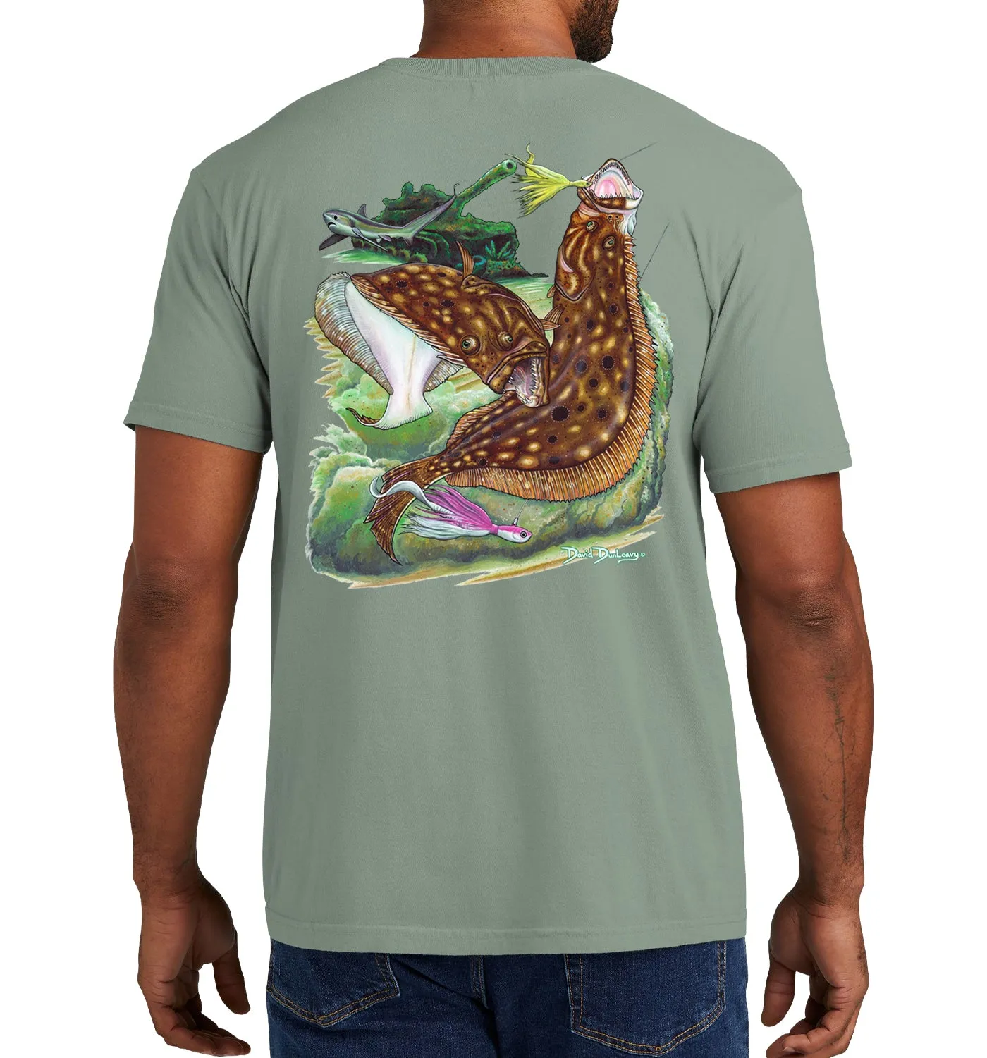 Men's Flounder Reef Short Sleeve Garment Dyed Bay Pocket T-Shirt