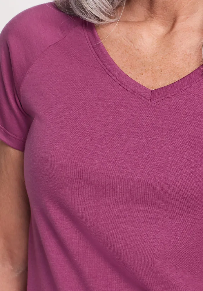 Mia V Neck - Jam Berry