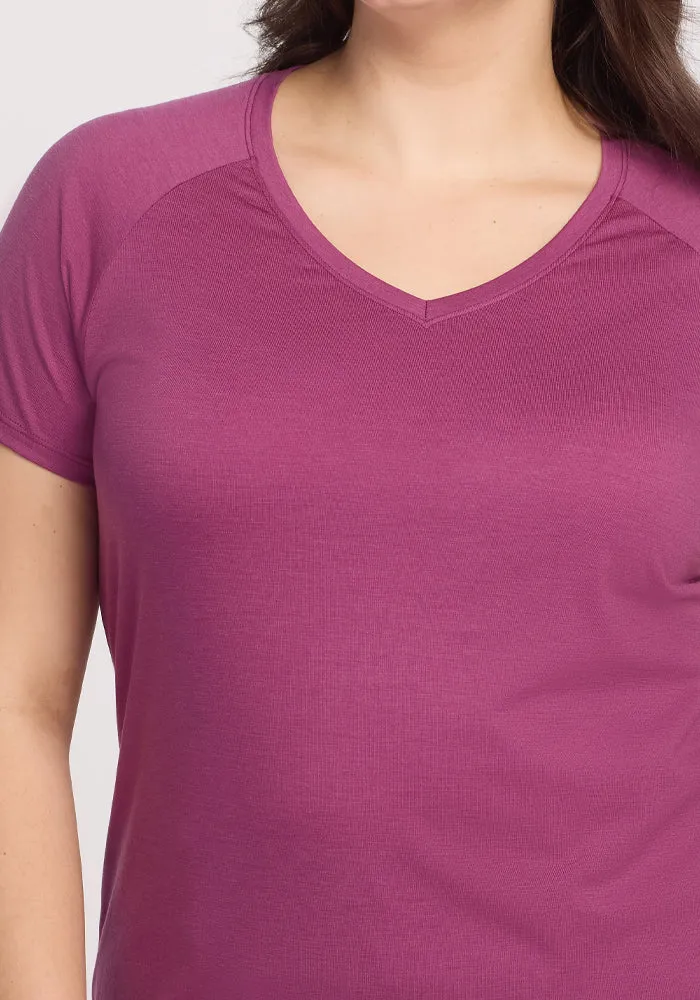 Mia V Neck - Jam Berry