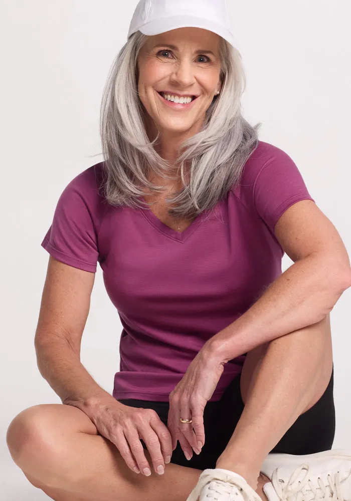 Mia V Neck - Jam Berry