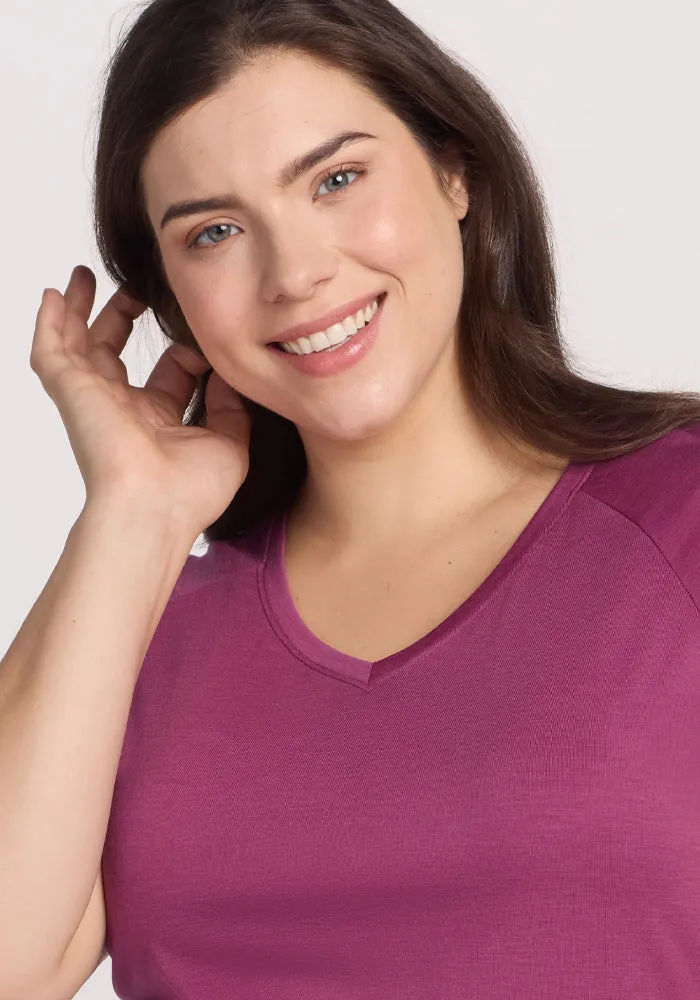Mia V Neck - Jam Berry