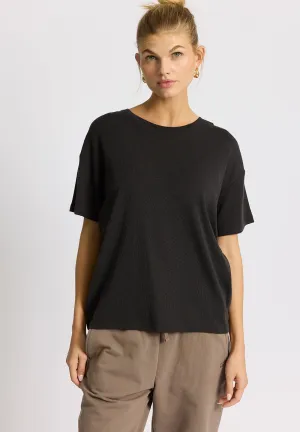 Mirja wool wide tee - almost black