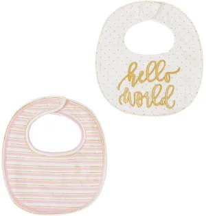 Mud Pie Hello World 2pc Bib Set