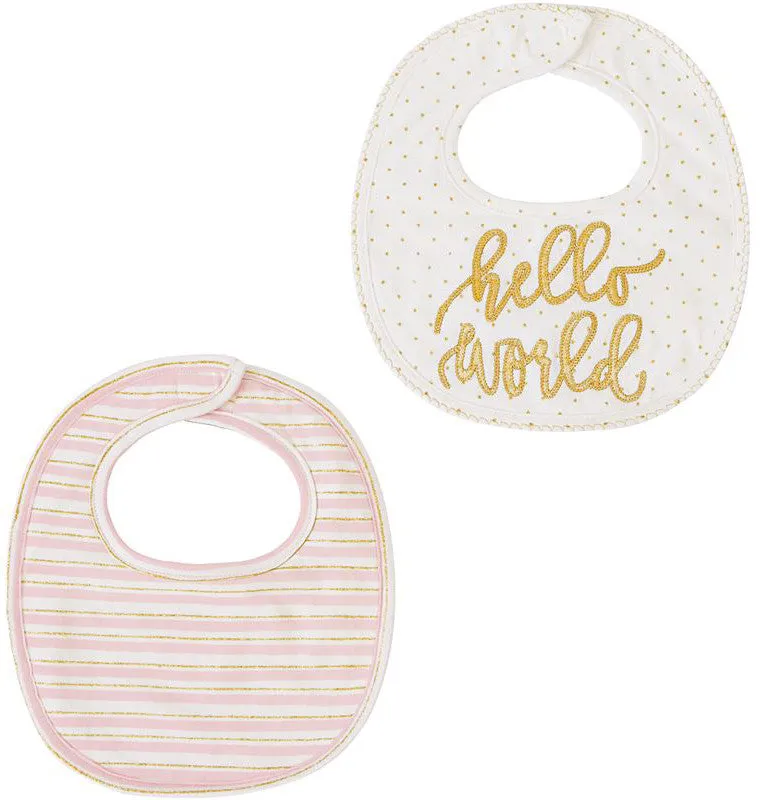 Mud Pie Hello World 2pc Bib Set