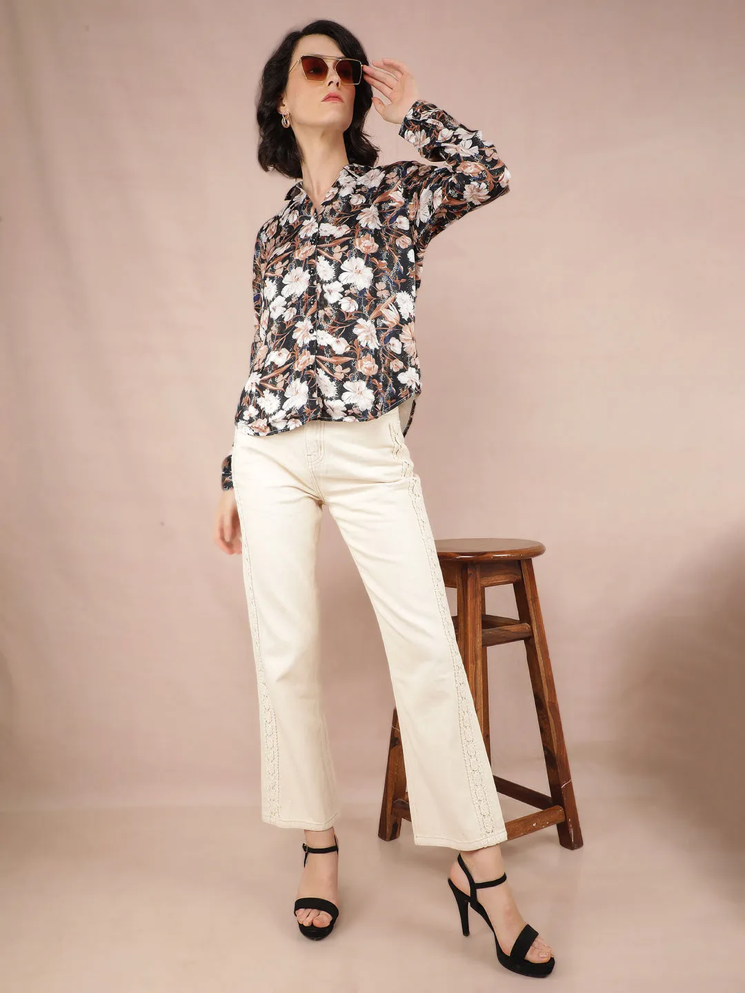 Multi-Color Floral Print Shirt