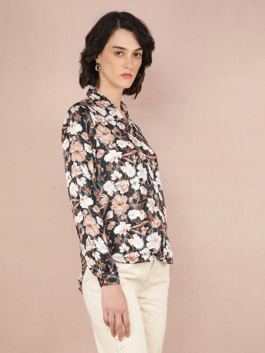Multi-Color Floral Print Shirt