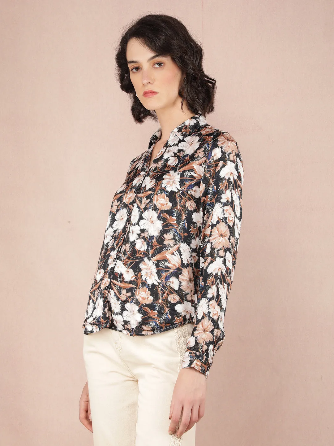 Multi-Color Floral Print Shirt