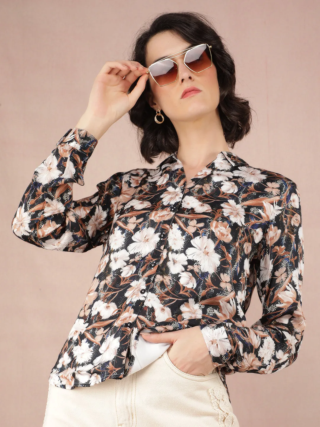 Multi-Color Floral Print Shirt