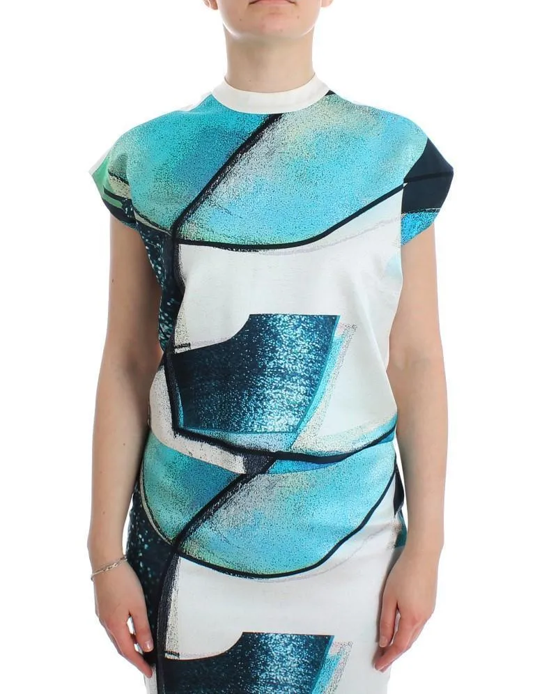 Multicolor 100% Silk Crop Top Blouse T-shirt