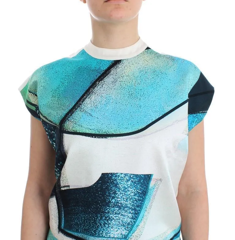 Multicolor 100% Silk Crop Top Blouse T-shirt