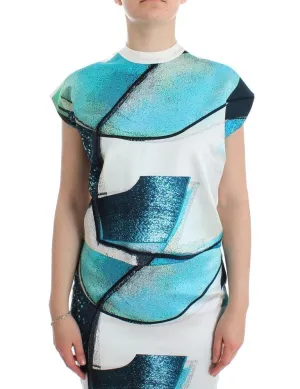 Multicolor 100% Silk Crop Top Blouse T-shirt