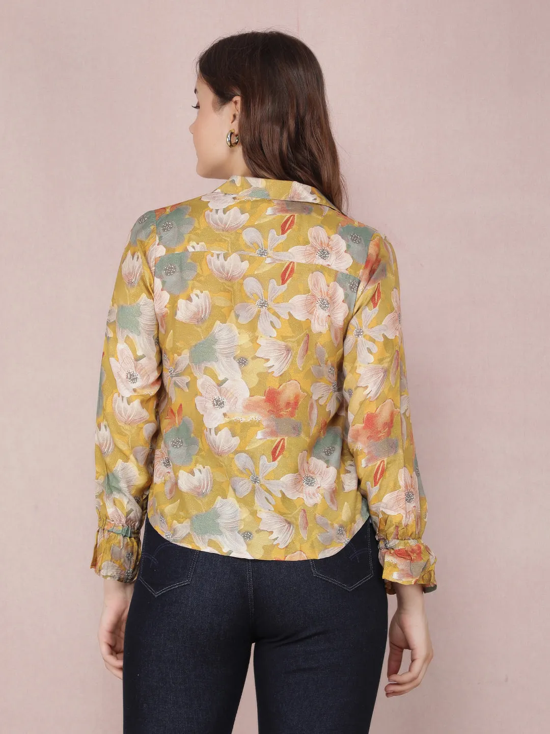 Mustard Floral Print Shirt