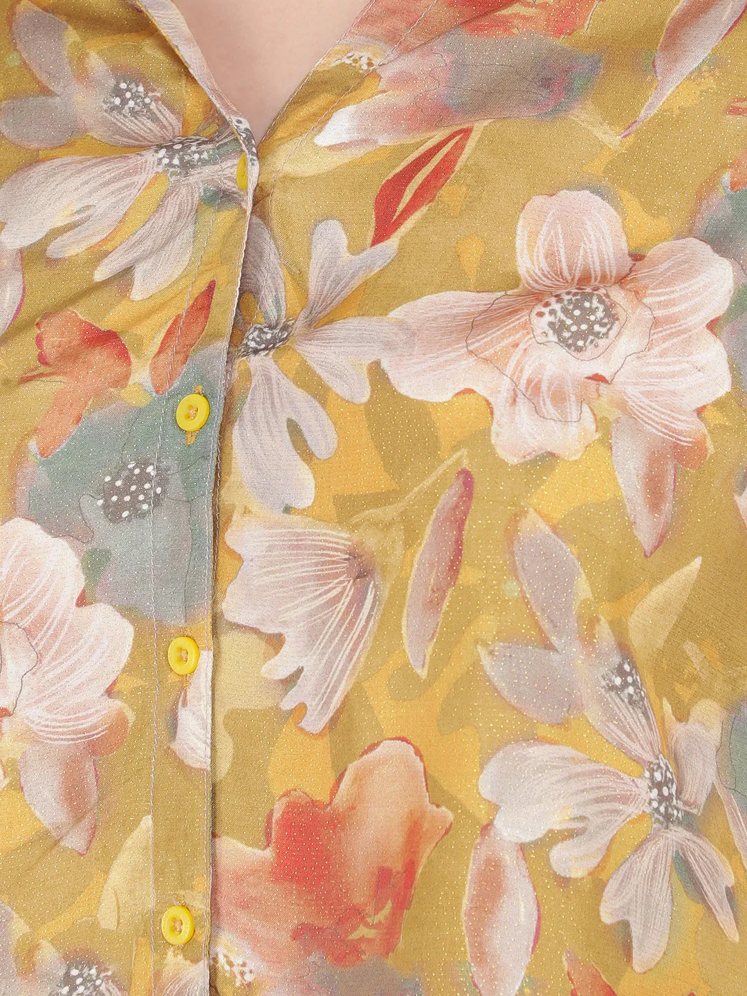 Mustard Floral Print Shirt