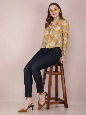 Mustard Floral Print Shirt