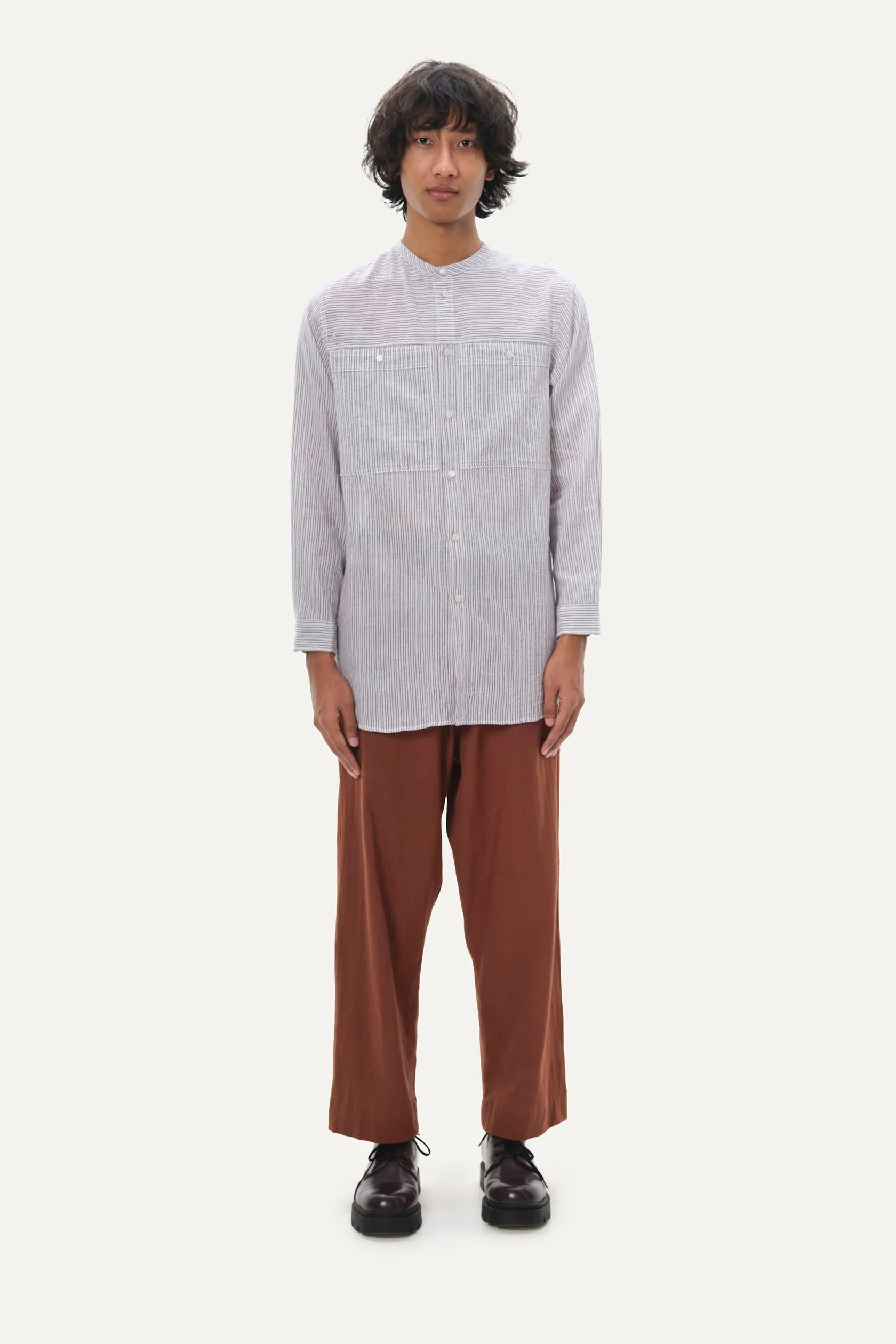 Naushad Ali I Polka shirt,Mint Signature Spring Summer 2025 High twisted cotton crepe Mint NA SS24 M04