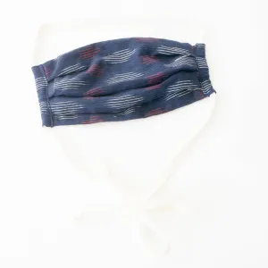 Navy Blue Modern Dot Reusable Hand Dyed   Woven Face Mask