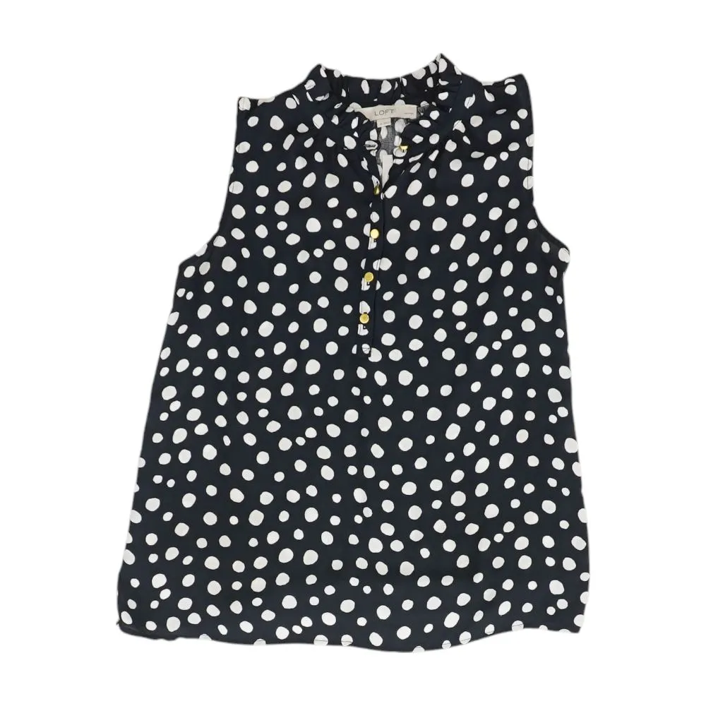 Navy Polka Dot Sleeveless Blouse