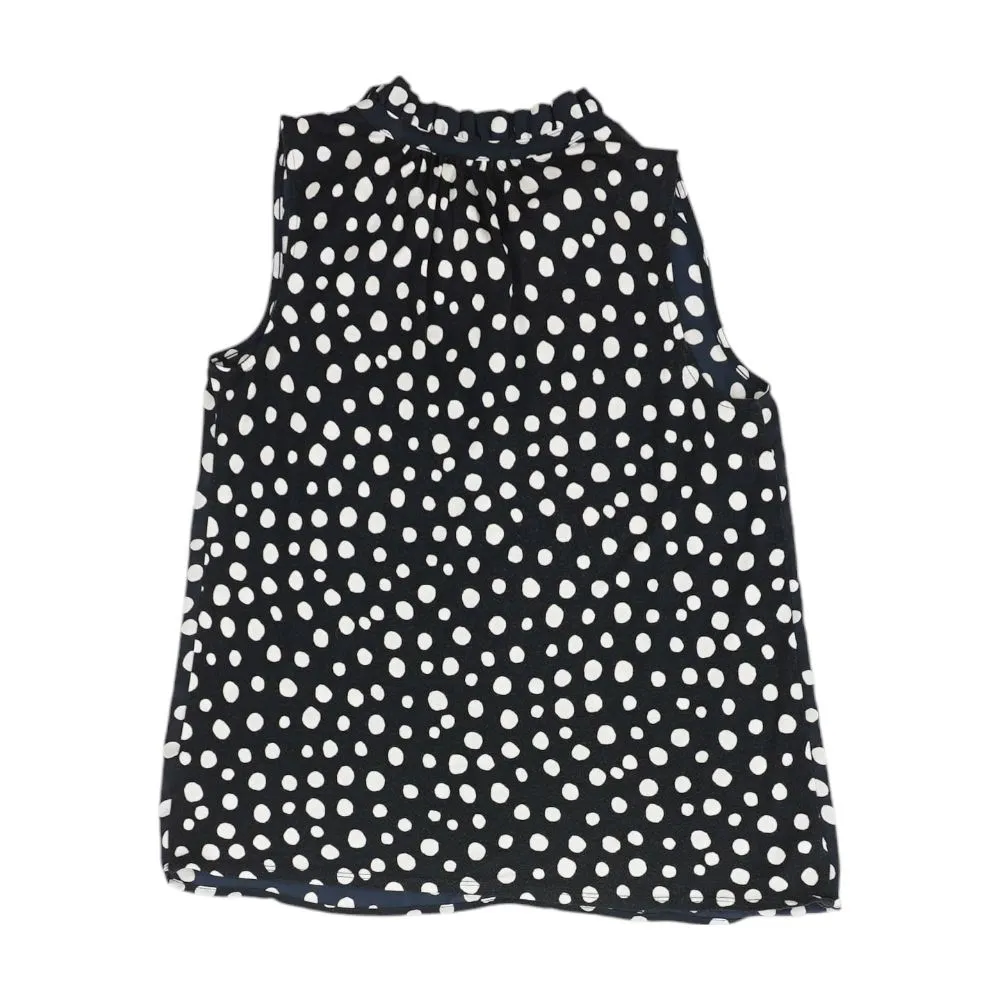 Navy Polka Dot Sleeveless Blouse