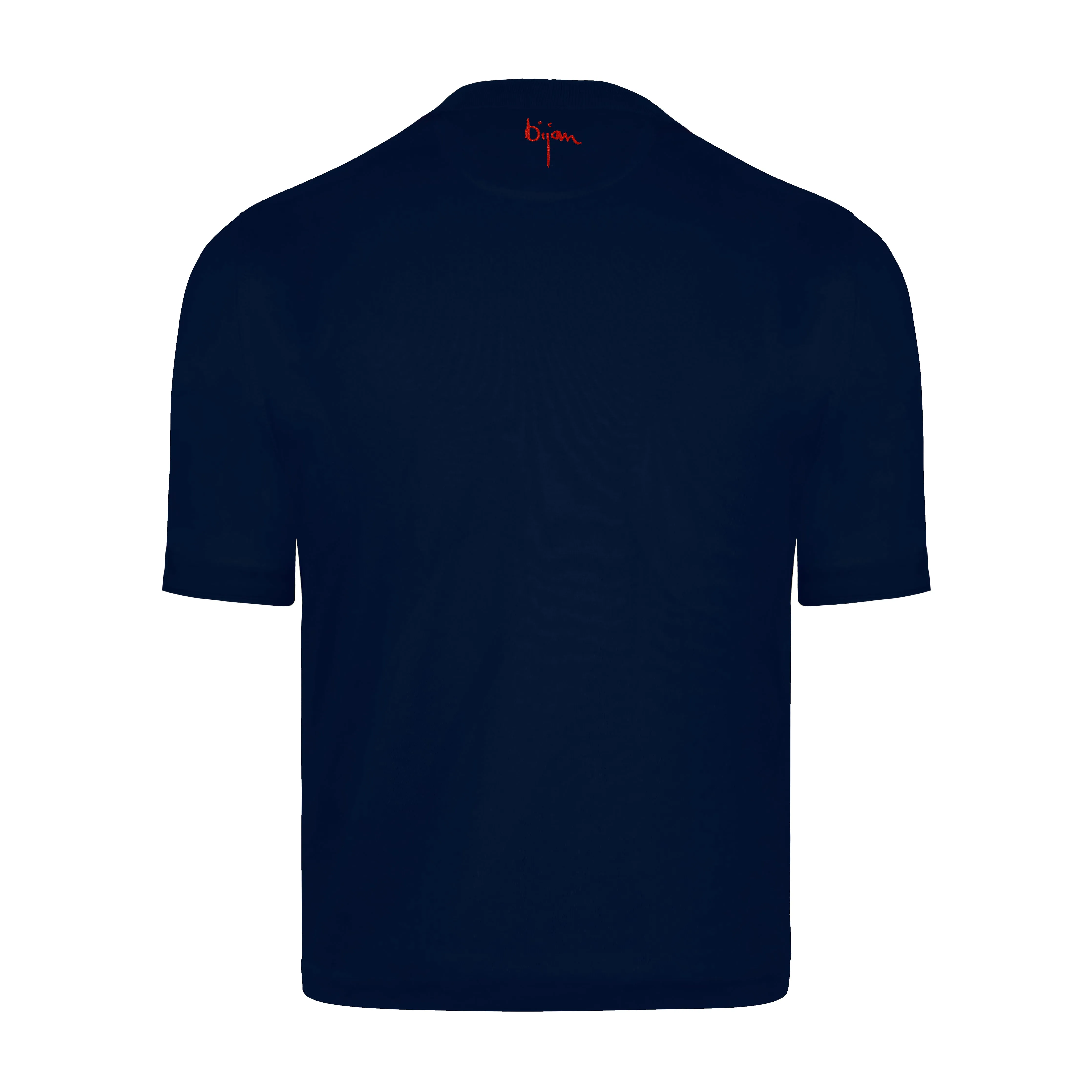 Navy Round Neck Short Sleeve T-Shirt with 3 Buttons