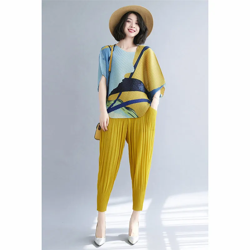 New Short Pleated Top Women's Chiffon Irregular T-shirt Thin
