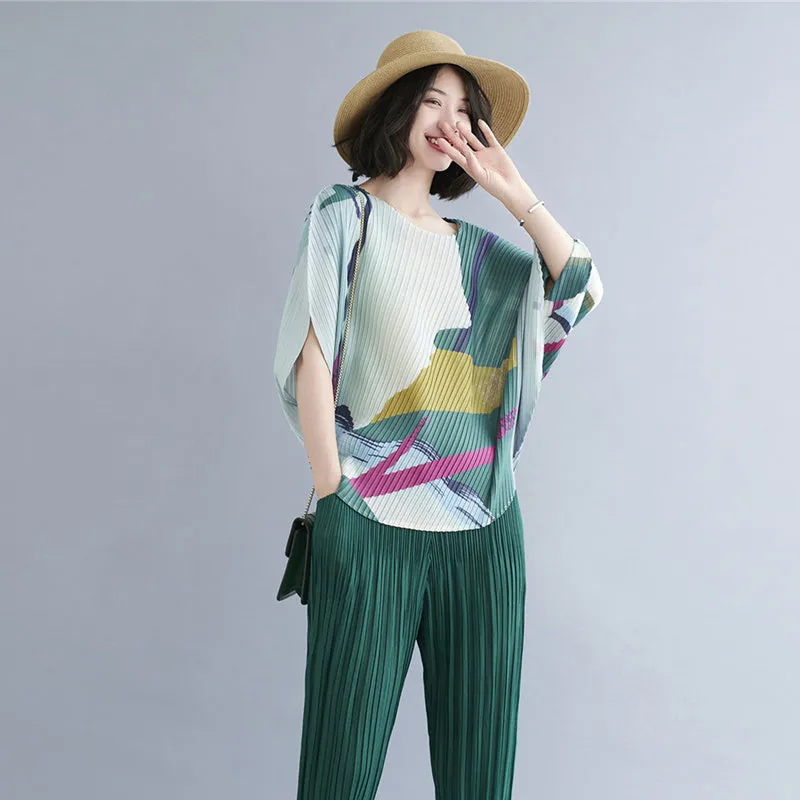 New Short Pleated Top Women's Chiffon Irregular T-shirt Thin