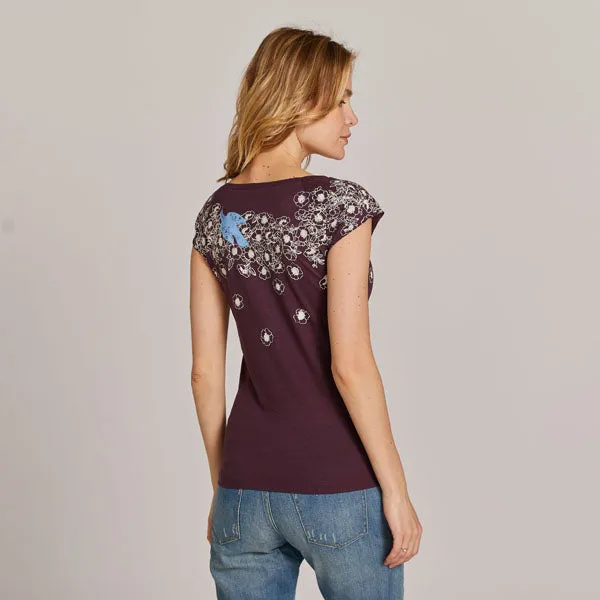 NEW! Wild Roses Bamboo T-Shirt in Purple by Umsteigen