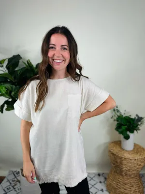 Not Over You Oatmeal Linen Top