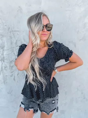 Oaklyn Smocked Top - Black