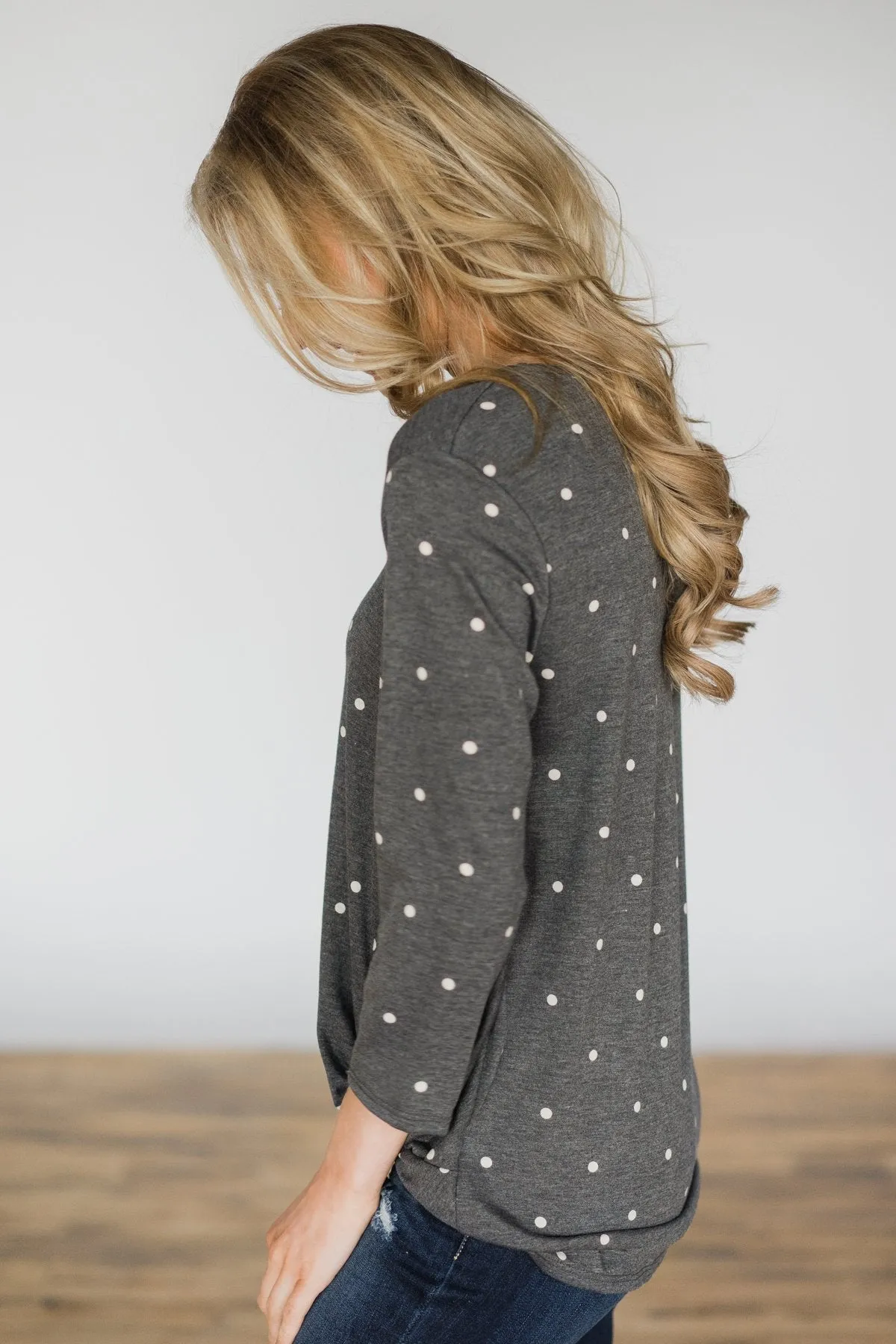 On the Dot Charcoal Knot Top