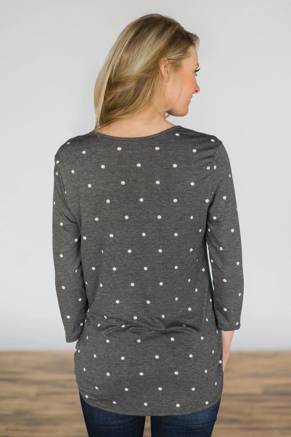 On the Dot Charcoal Knot Top