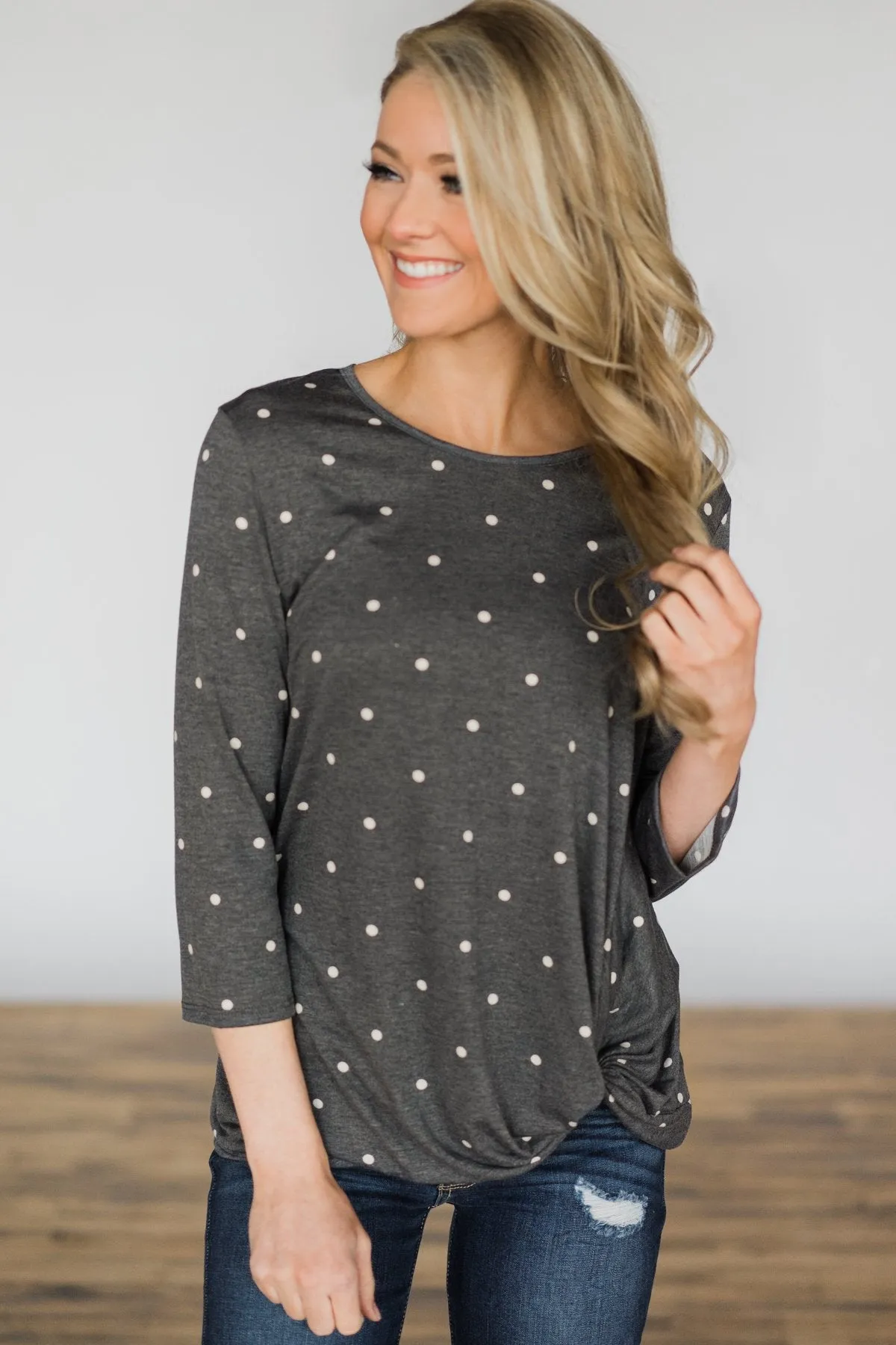 On the Dot Charcoal Knot Top
