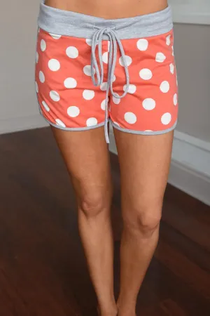 Orange Polka Dot w/Grey Trim Shorts