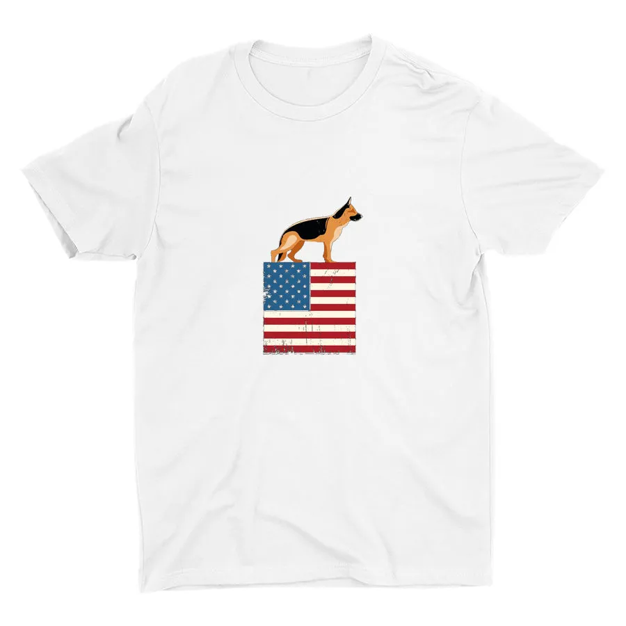 Patriotic German Shepherd Cotton Tee