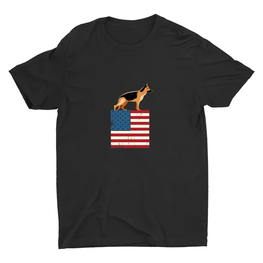 Patriotic German Shepherd Cotton Tee