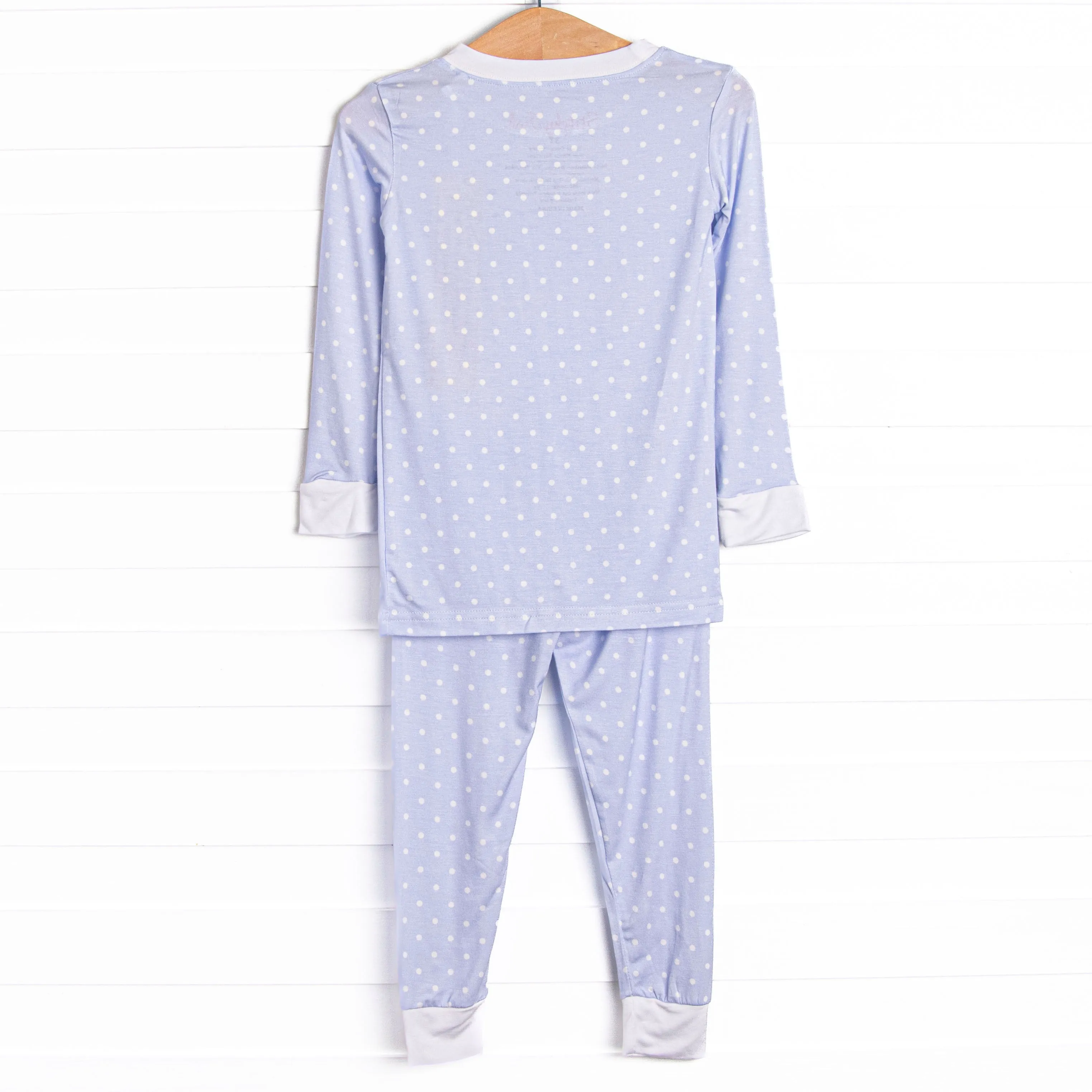 Periwinkle Polka Dot Bamboo Pajama Set, Blue