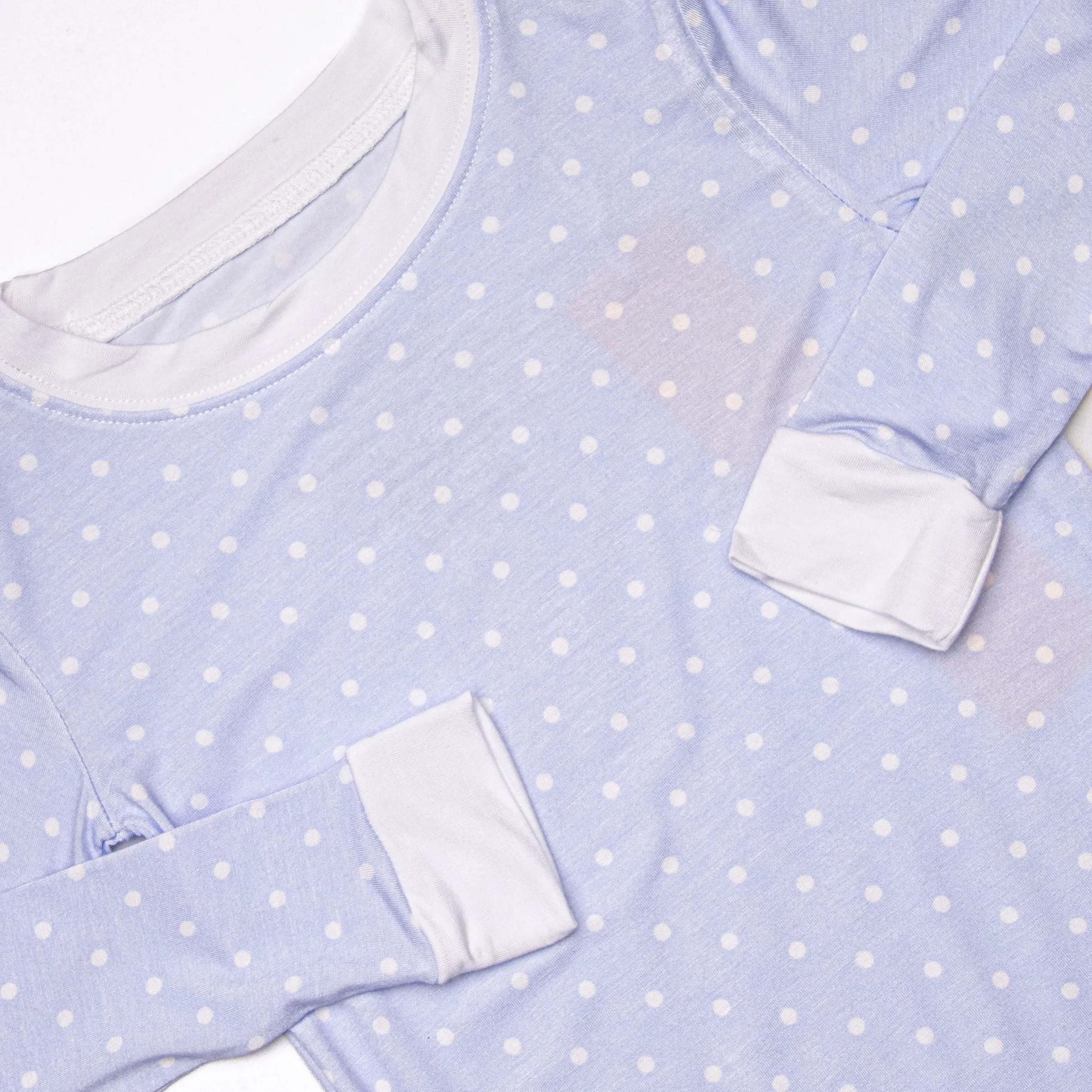 Periwinkle Polka Dot Bamboo Pajama Set, Blue