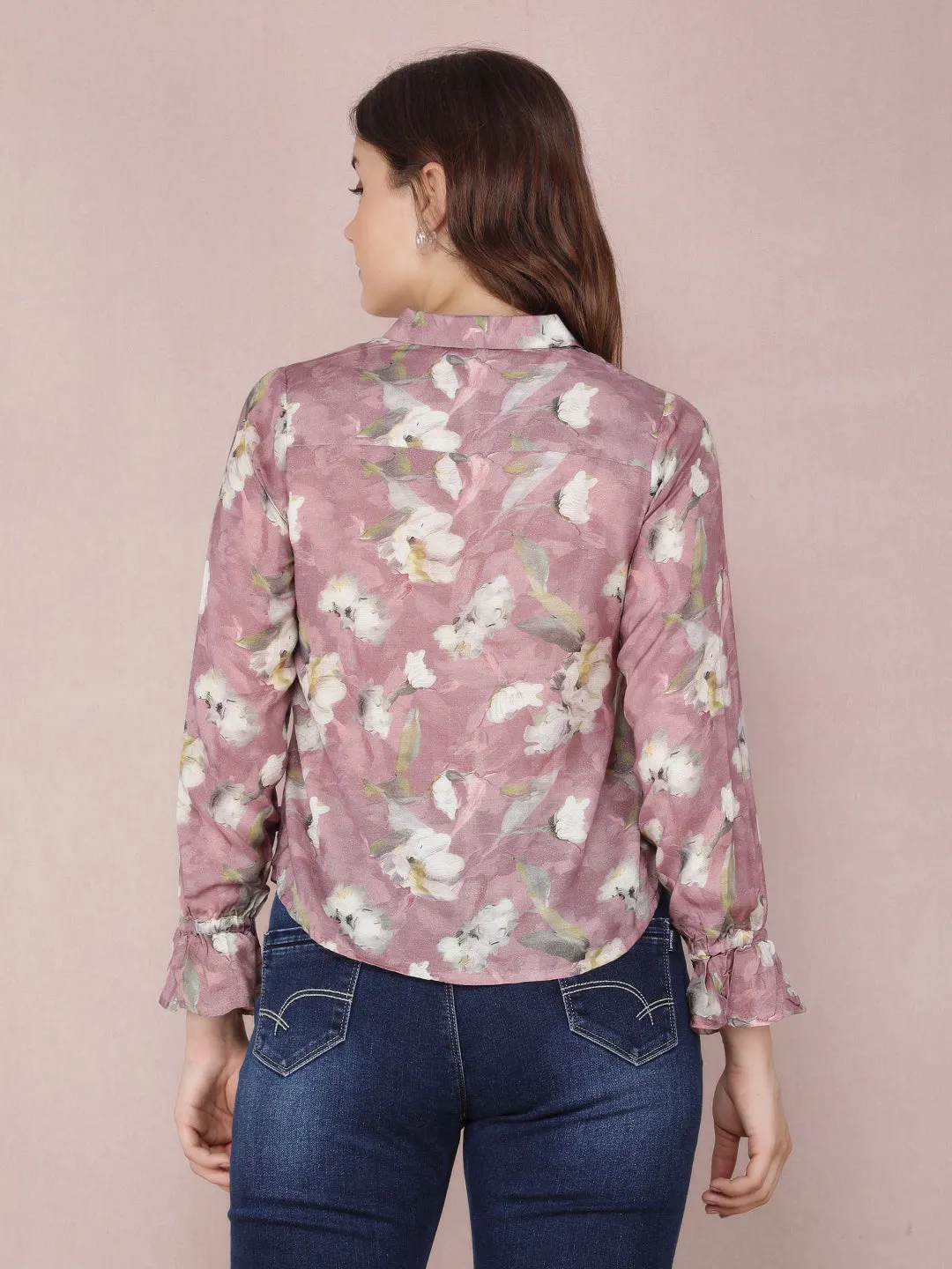 Pink Floral Print Shirt