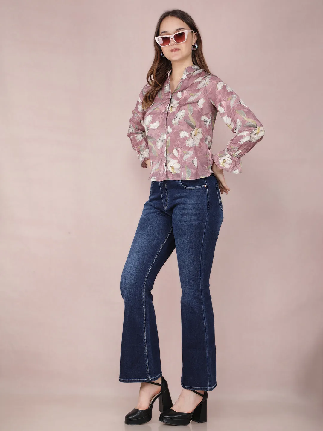 Pink Floral Print Shirt