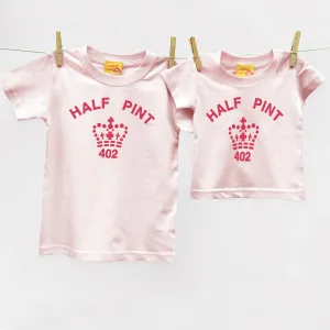 Pink organic Half Pint t shirt for child and baby