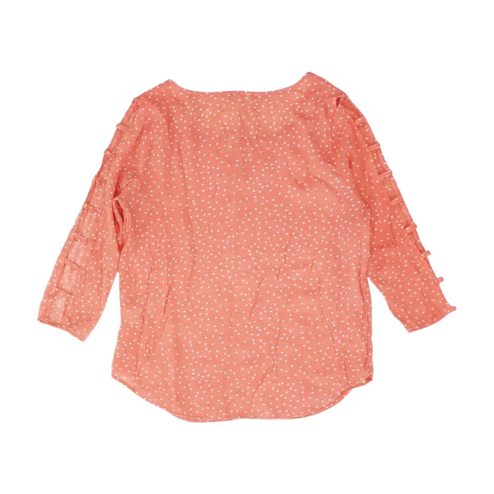 Pink Polka Dot Long Sleeve Blouse