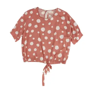 Pink Polka Dot Short Sleeve Blouse